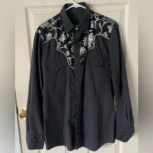 Vintage Denver Western Snap Button Shirt Men’s M Black USA Made